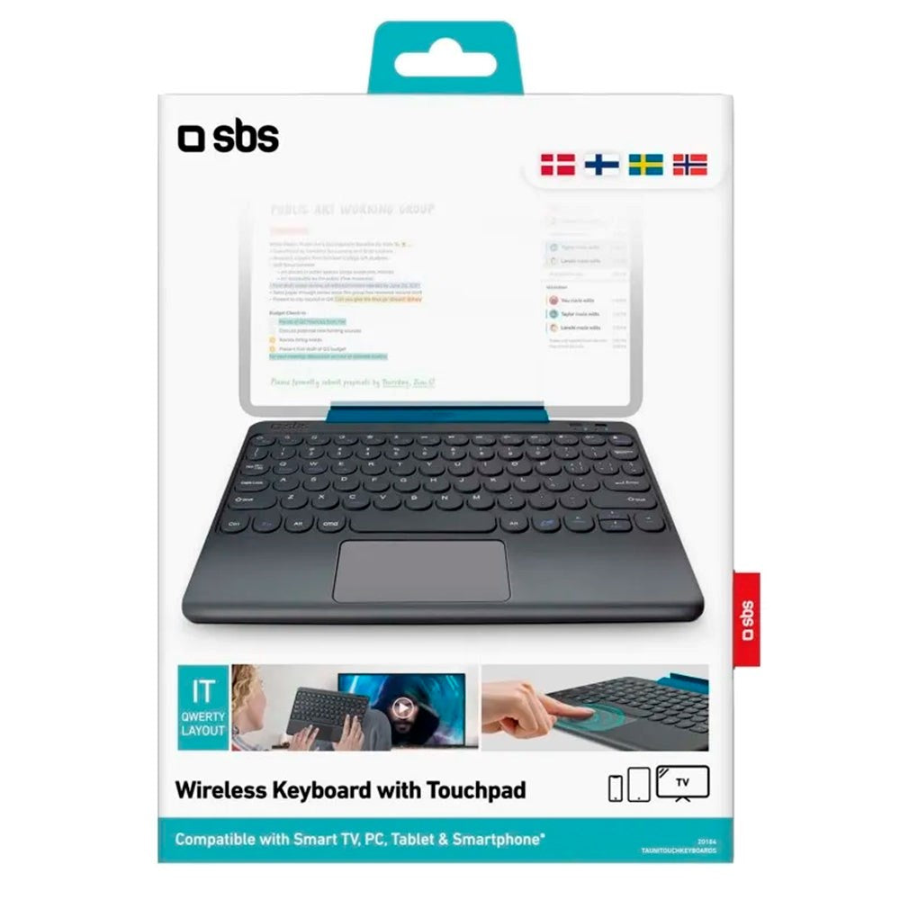 SBS Bluetooth Tastatur m. Indbygget Touchpad - Dansk Tastatur - Sort