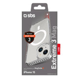 iPhone 15 SBS Extreme 3 Mag Plastik Cover - MagSafe Kompatibel - Gennemsigtig