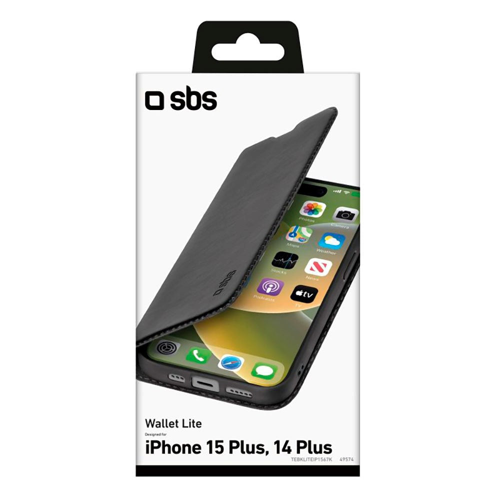 iPhone 15 Plus SBS Wallet Lite Læder Cover - Sort