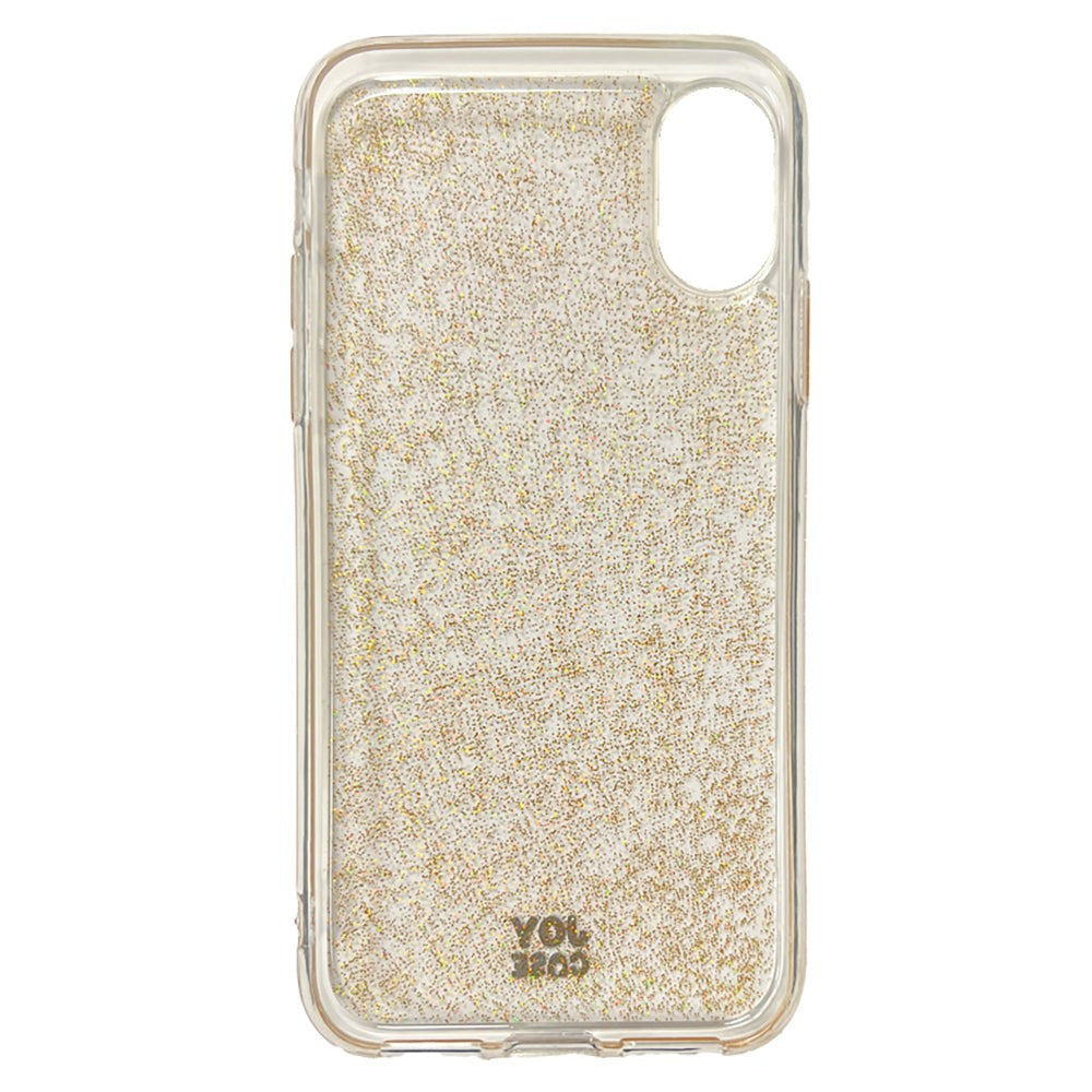 iPhone X / Xs Joy Case Hybrid Glitter Mobil Cover - Gennemsigtig / Guld