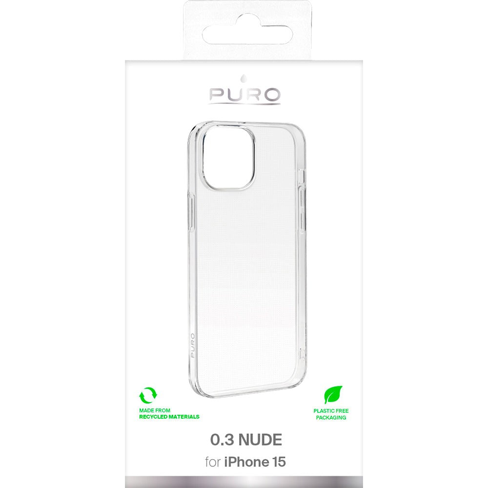 Puro iPhone 15 "NUDE" Ultra Slim Bagside Cover 0.3mm - Gennemsigtig