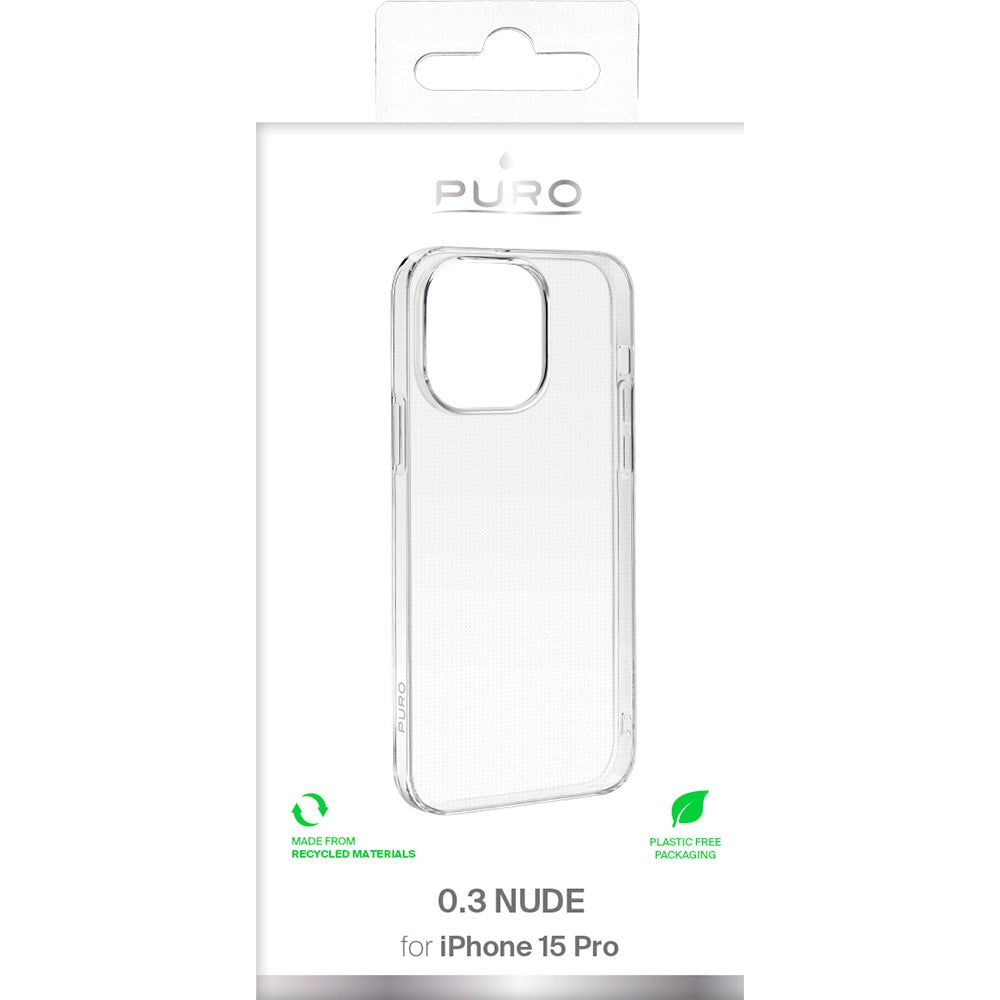 Puro iPhone 15 Pro "NUDE" Ultra Slim Bagside Cover 0.3mm - Gennemsigtig
