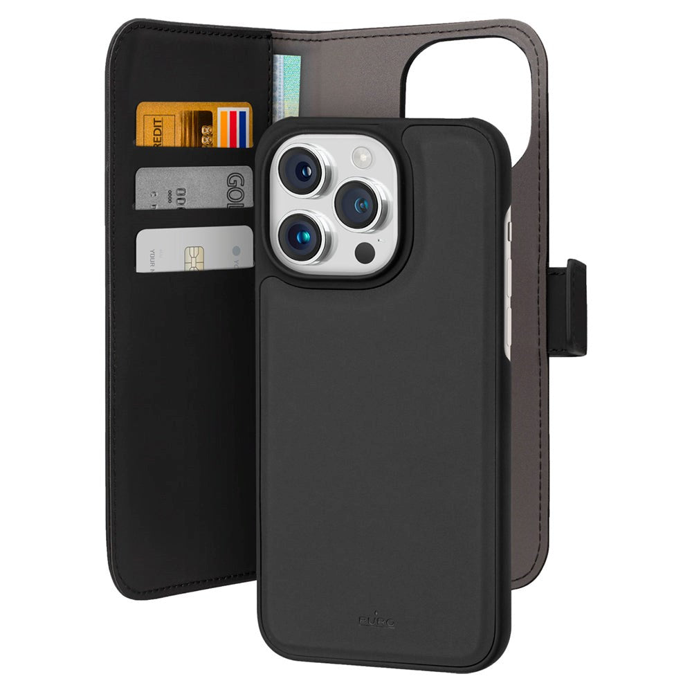 Puro iPhone 15 Pro Wallet Detachable 2-In-1 Flip Cover - Sort