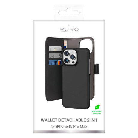 Puro iPhone 15 Pro Max Wallet Detachable 2-In-1 Flip Cover - Sort