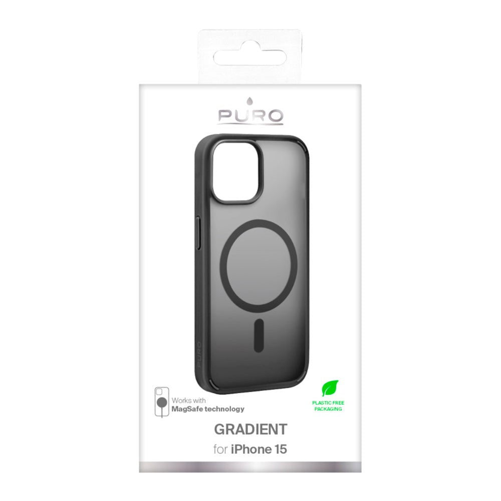 iPhone 15 Puro Gradient Case - MagSafe Kompatibel - Gennemsigtig / Sort