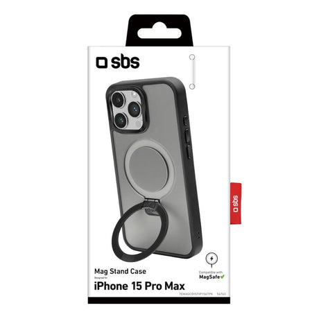 iPhone 15 Pro Max SBS Mag Stand Plastik Cover - MagSafe Kompatibel - Mat Sort