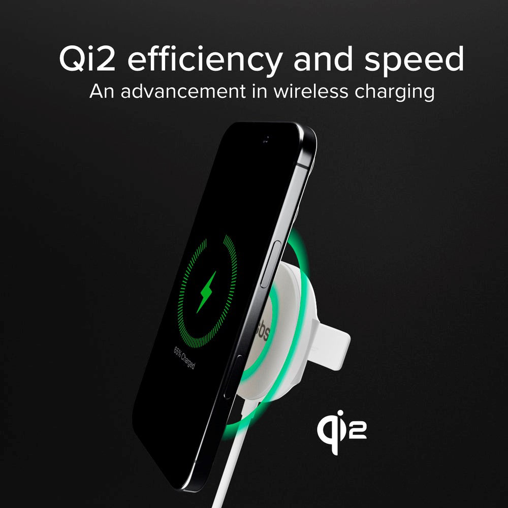 Qi2 Trådløs Oplader m. Kickstand - MagSafe Kompatibel - SBS - 15W - Hvid