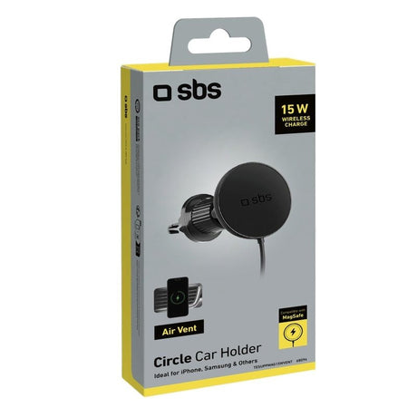 SBS Mobilholder m. Trådløs Opladning - MagSafe Kompatibel - Sort