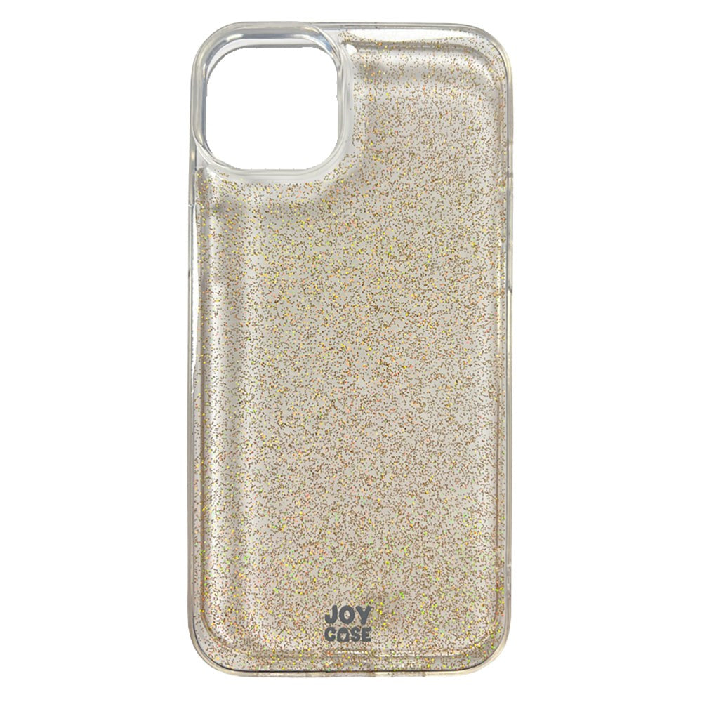 iPhone 15 Plus Joy Case Hybrid Glitter Mobil Cover - Gennemsigtig / Guld