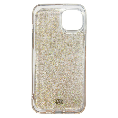 iPhone 15 Plus Joy Case Hybrid Glitter Mobil Cover - Gennemsigtig / Guld