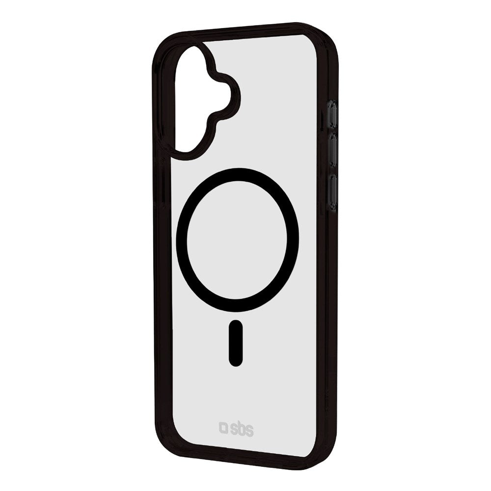 SBS Mag Frame iPhone 16 Mobil Cover - MagSafe Kompatibel - Gennemsigtig / Sort