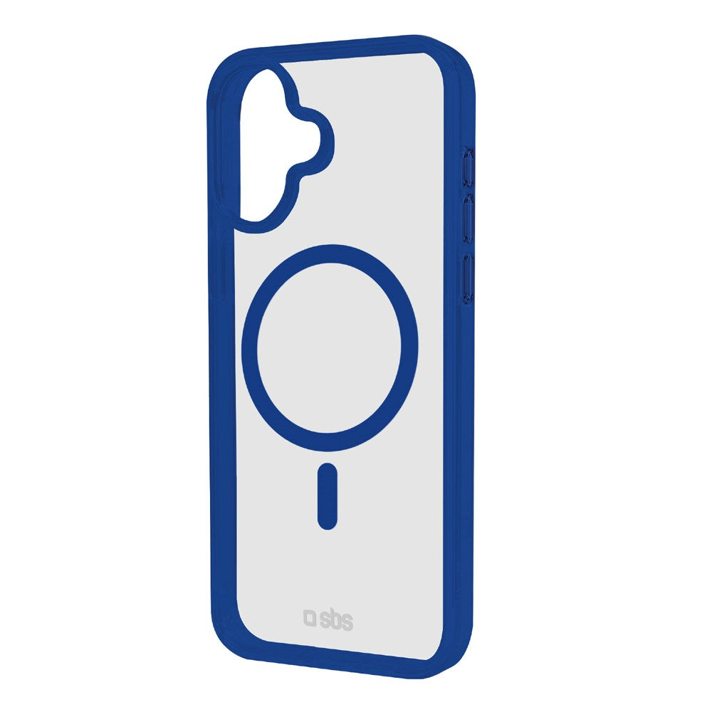 SBS Mag Frame iPhone 16 Mobil Cover - MagSafe Kompatibel - Gennemsigtig / Blå