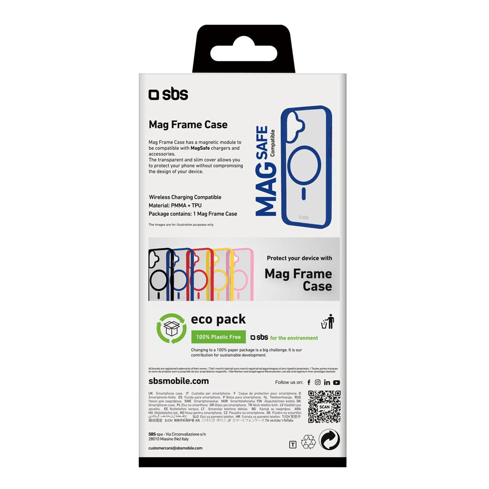 SBS Mag Frame iPhone 16 Mobil Cover - MagSafe Kompatibel - Gennemsigtig / Blå