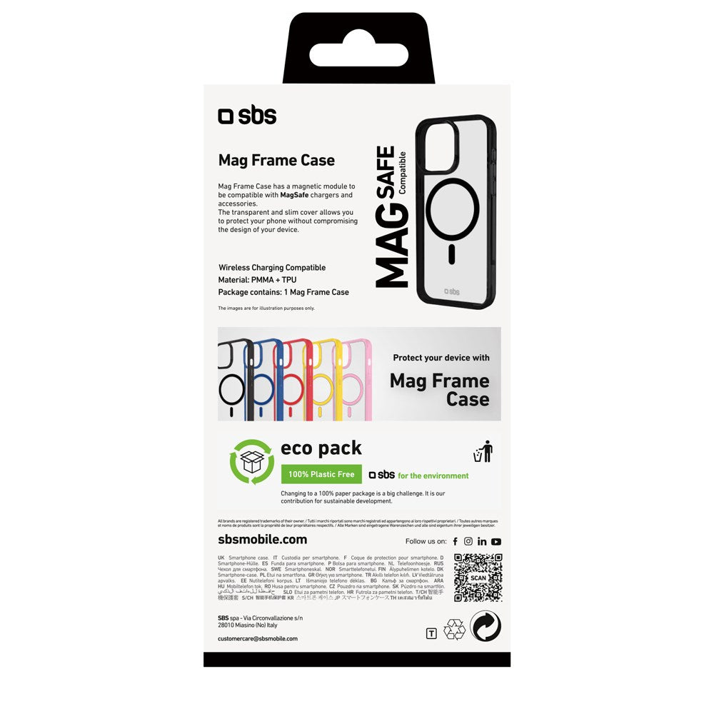 SBS Mag Frame iPhone 16 Pro Max Mobil Cover - MagSafe Kompatibel - Gennemsigtig / Sort