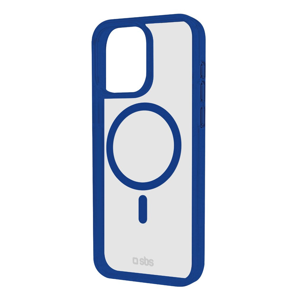 SBS Mag Frame iPhone 16 Pro Max Mobil Cover - MagSafe Kompatibel - Gennemsigtig / Blå