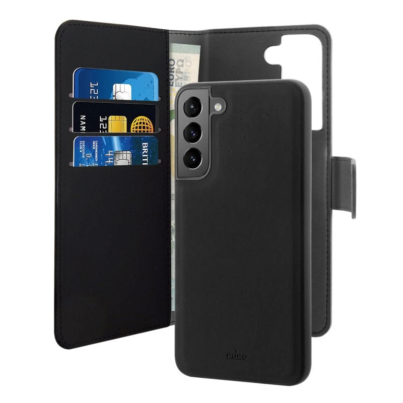 Samsung Galaxy S22 Cover Puro Wallet Detachable 2-In-1 Flip Cover - Sort