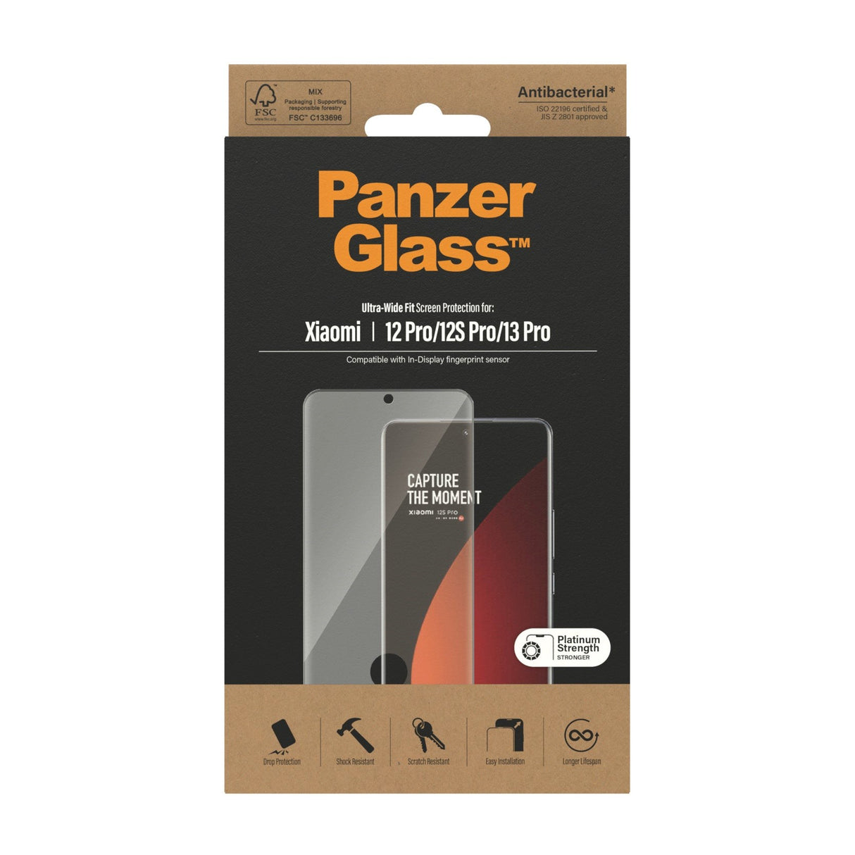 PanzerGlass Xiaomi 12 Pro / 13 Pro Ultra Wide Fit Skærmbeskyttelsesglas - Platinum Strength - Sort Kant