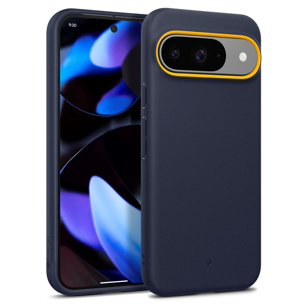 Spigen Google Pixel 9 / 9 Pro Caseology Nano Pop Fleksibelt Plastik Mobil Cover - Mørkeblå / Gul