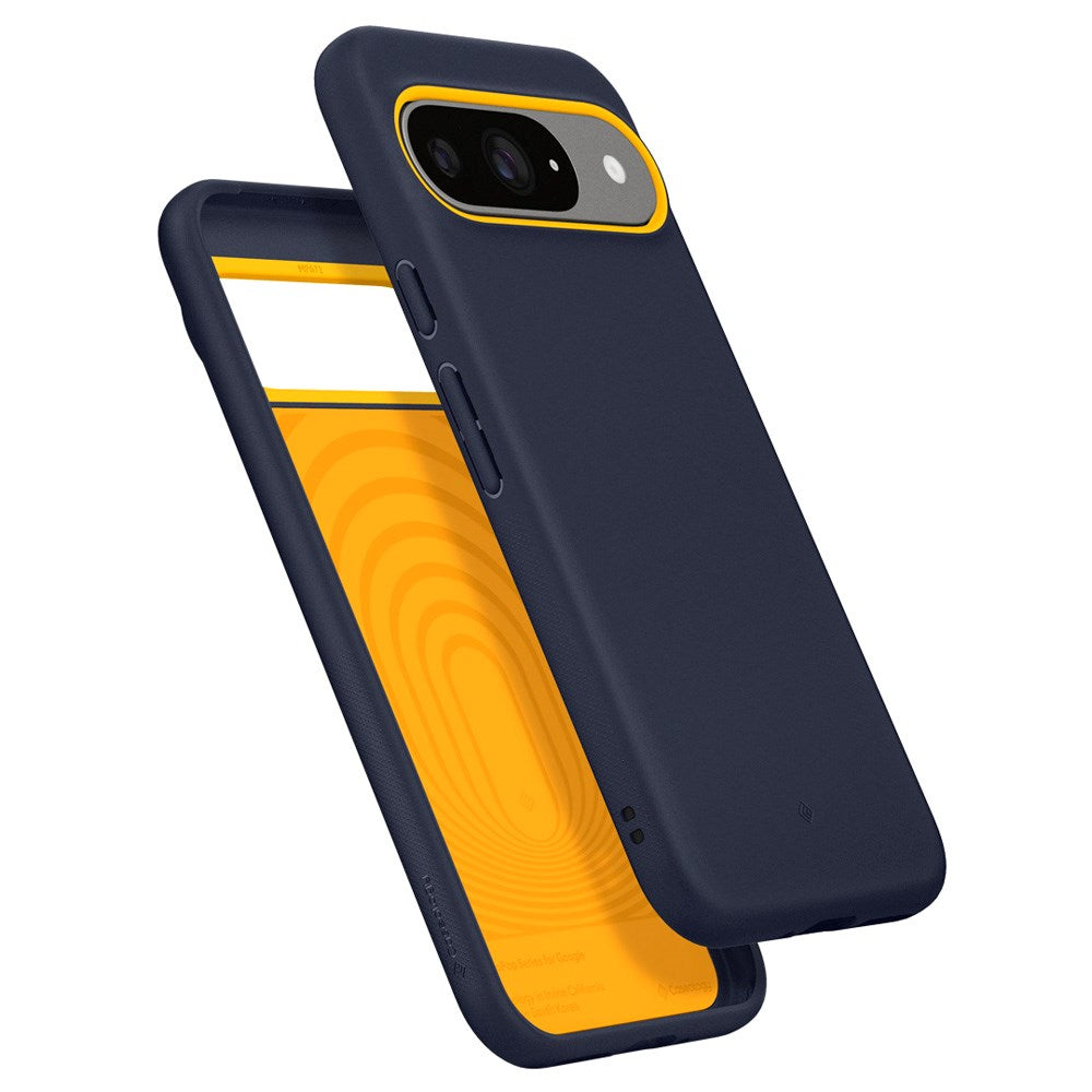 Spigen Google Pixel 9 / 9 Pro Caseology Nano Pop Fleksibelt Plastik Mobil Cover - Mørkeblå / Gul