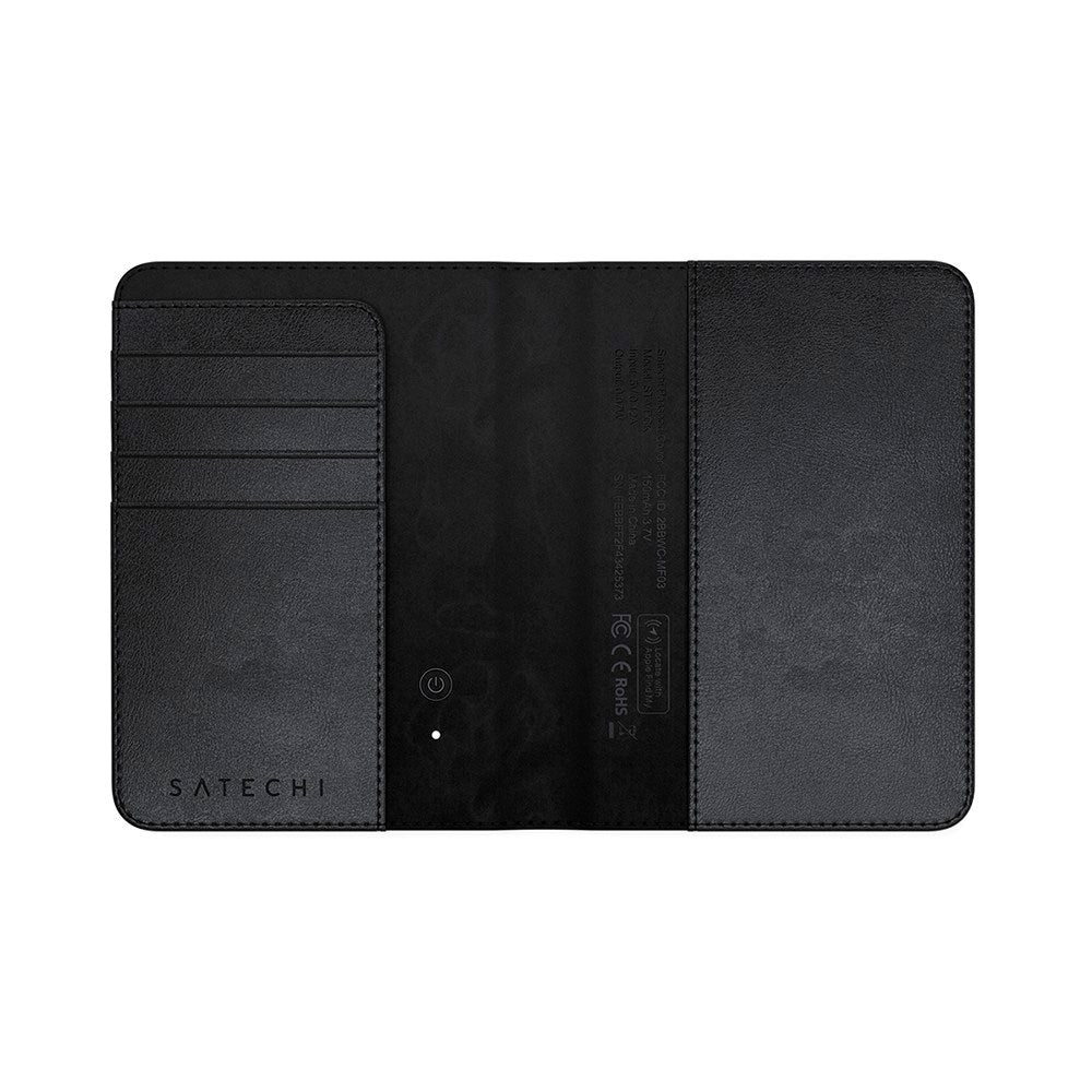 Satechi - Kunstlæder Cover til Pas - Kortholder & Tracker - MagSafe Kompatibel - Sort