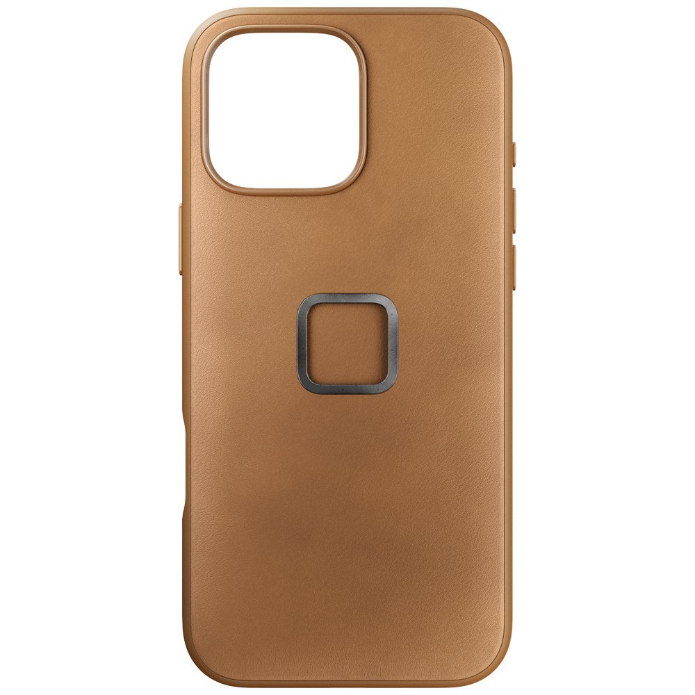 Peak Design iPhone 16 Pro Max Læder Bagside Cover m. SlimLink Beslag - MagSafe Kompatibel - Tan