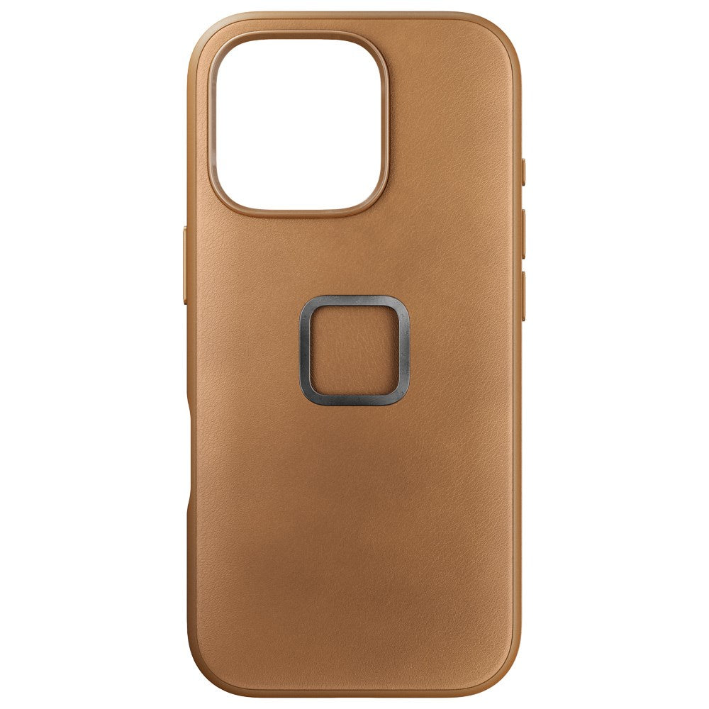 Peak Design iPhone 16 Pro Læder Bagside Cover m. SlimLink Beslag - MagSafe Kompatibel - Tan