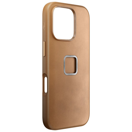 Peak Design iPhone 16 Pro Læder Bagside Cover m. SlimLink Beslag - MagSafe Kompatibel - Tan