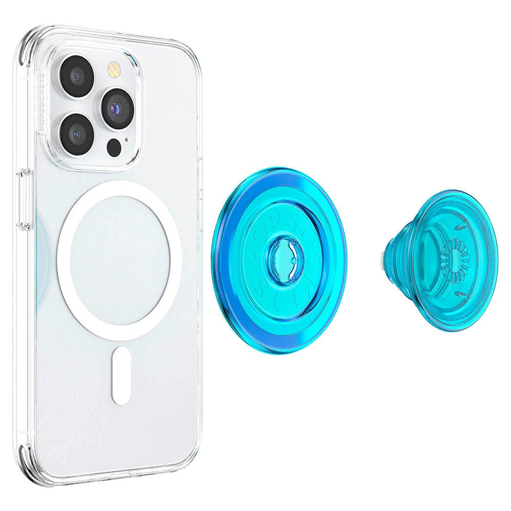 POPSOCKETS PopGrip Electric Blue Translucent til MagSafe - Stander & Greb