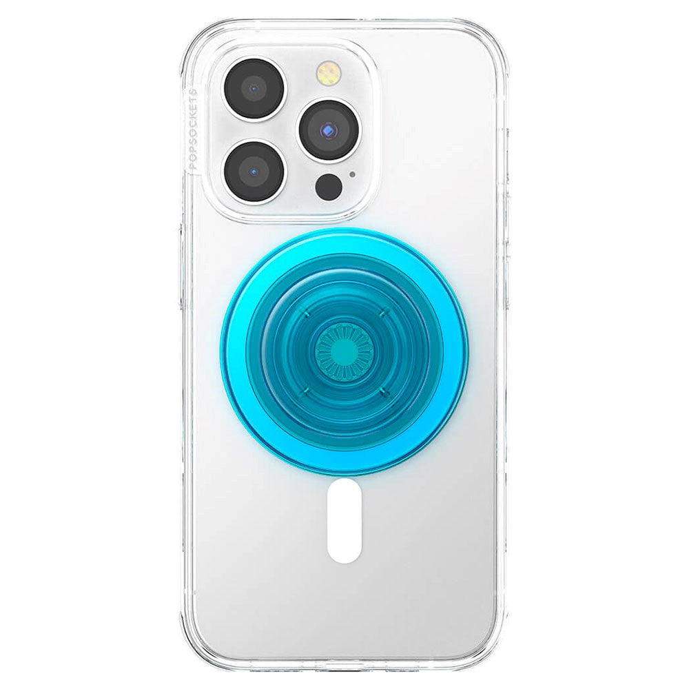 POPSOCKETS PopGrip Electric Blue Translucent til MagSafe - Stander & Greb