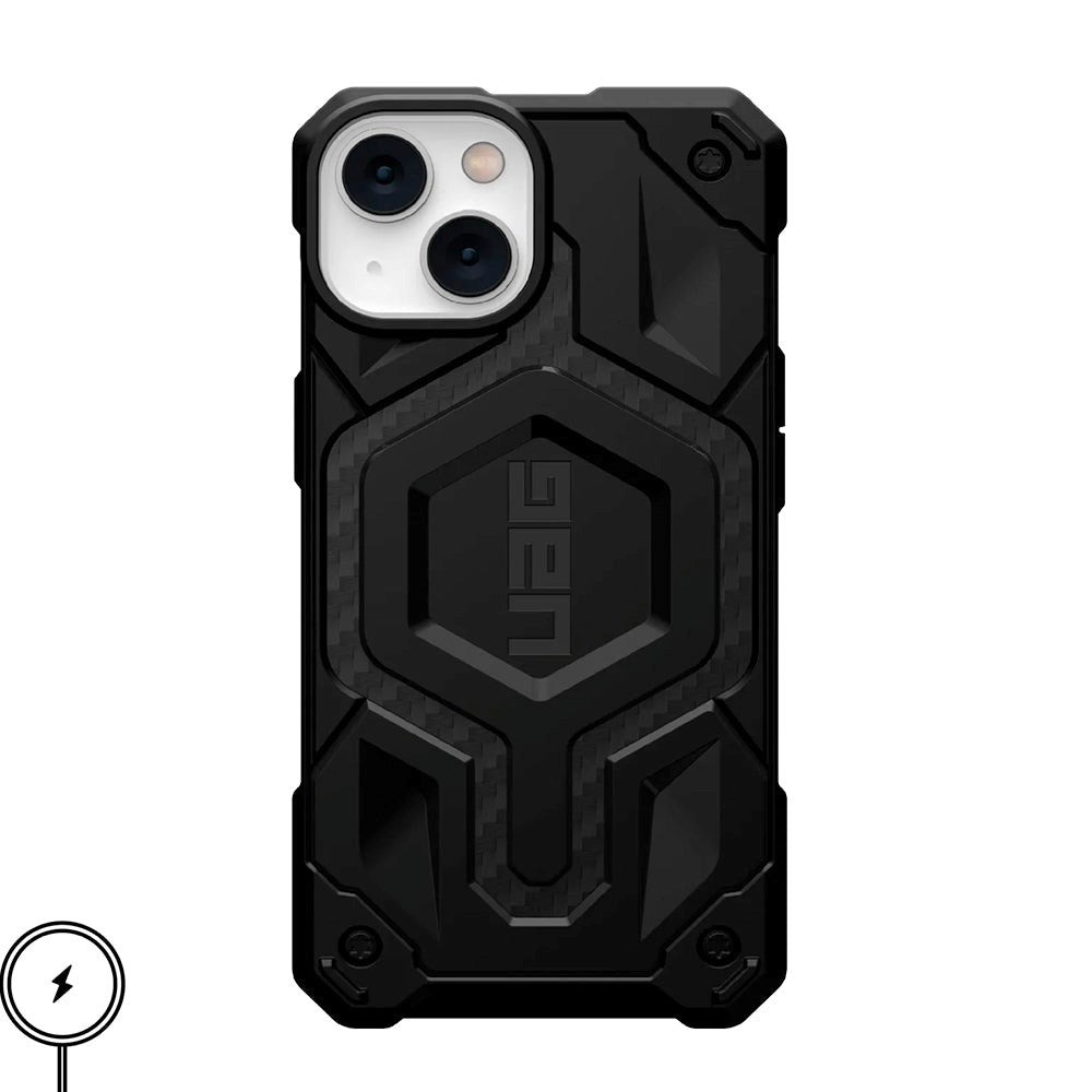 iPhone 14 / 13 UAG MONARCH Pro Series Bagside Cover - Carbon-Fiber - MagSafe Kompatibel - Sort