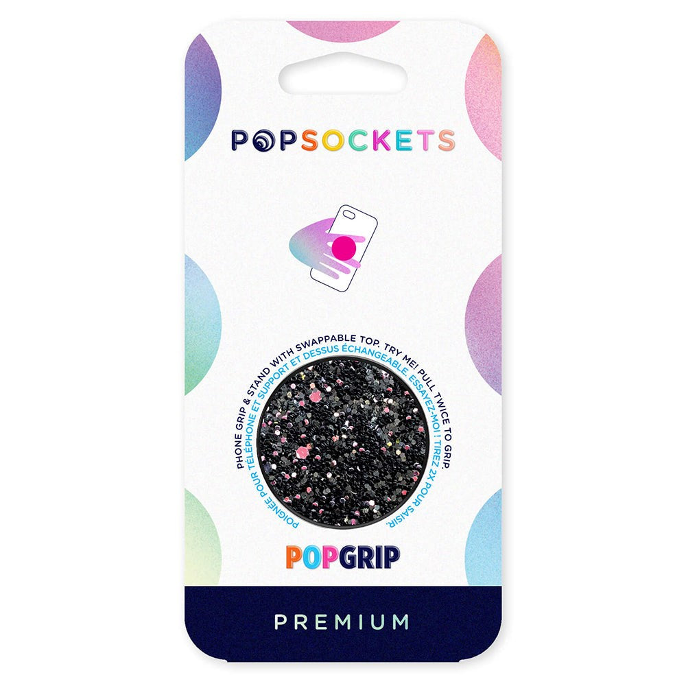 POPSOCKETS PopGrip Sparkle Black Aftageligt Greb m. Standerfunktion