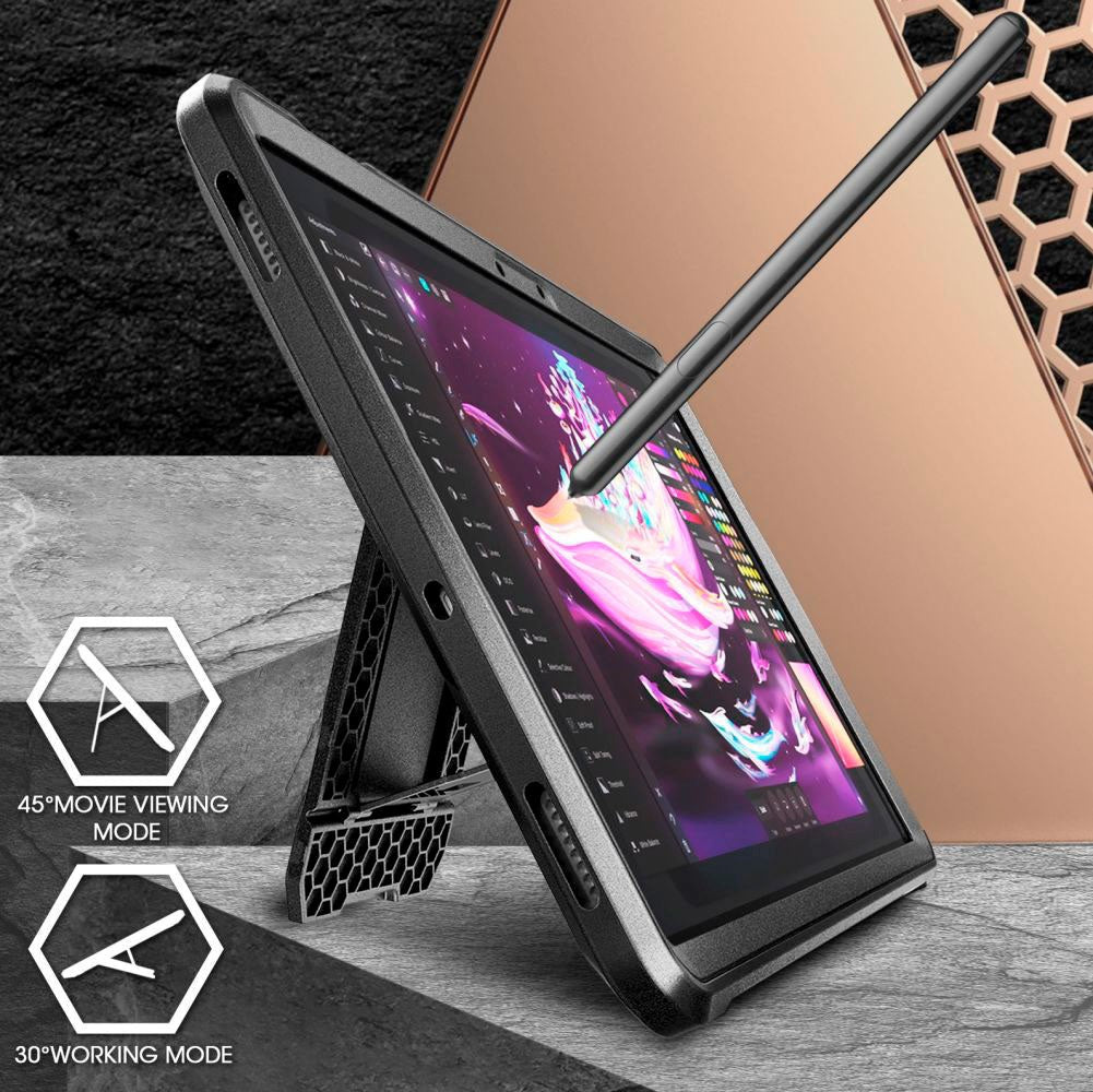 Supcase Unicorn Beetle Pro Samsung Galaxy Tab S9 Håndværker Cover m. Beskyttelsesfilm - Sort