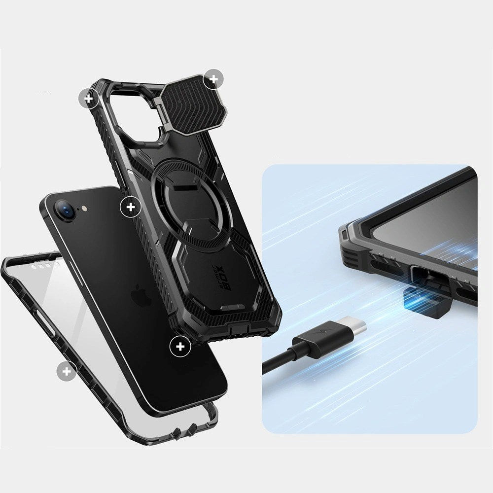 Supcase IBLSN Armorbox iPhone 17e / 16e Håndværker Cover - MagSafe Kompatibel - Sort