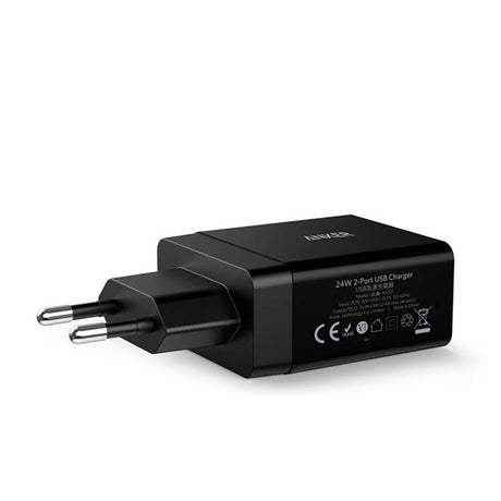 Anker 24W  2 x USB-A Vægoplader - Sort