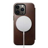 iPhone 13 Pro Nomad Modern Horween Leather Folio Case - MagSafe Kompatibel - Brun