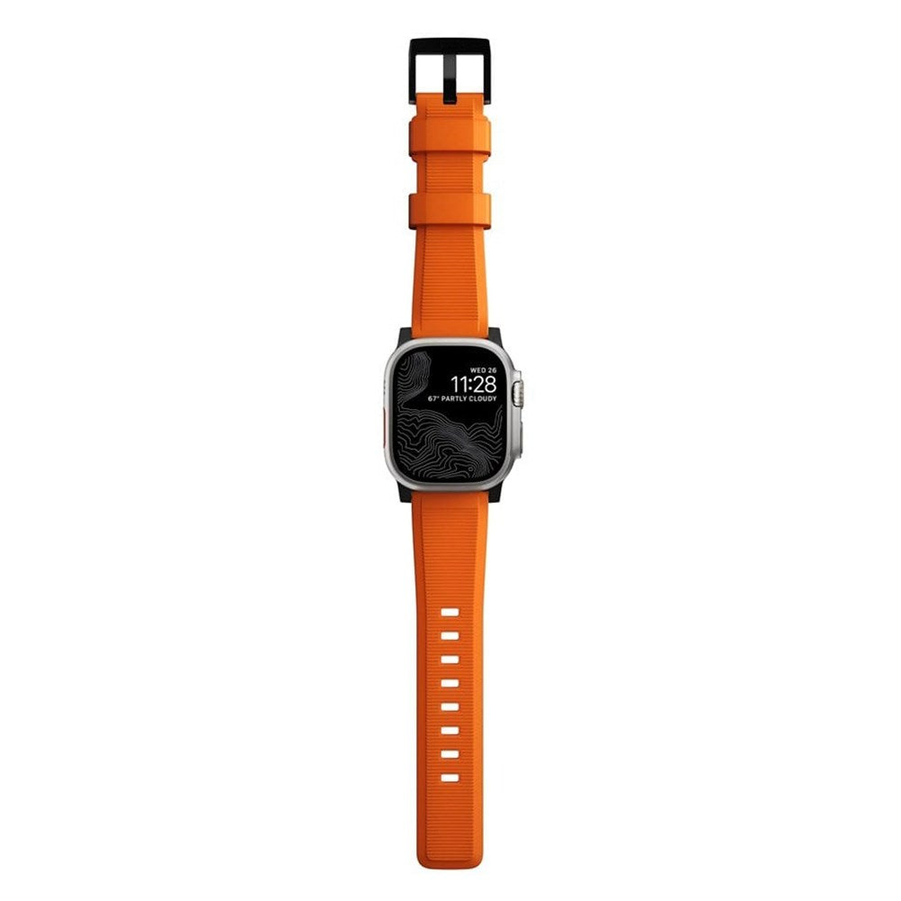 Apple Watch (42/44/SE/45/46/49mm) Nomad Rugged Band Smartwatch Rem - Ultra Orange / Black Hardware