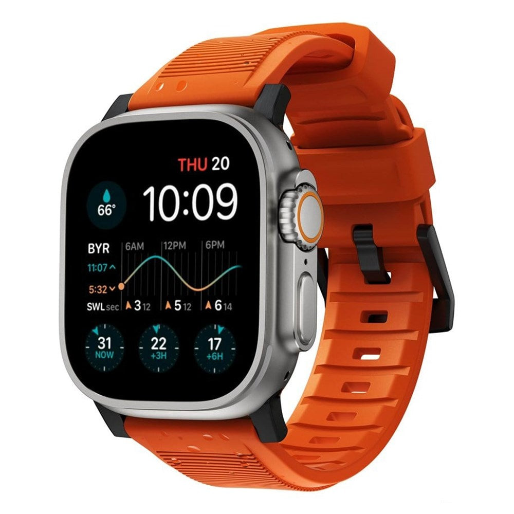Apple Watch (42/44/SE/45/46/49mm) Nomad Rugged Band Smartwatch Rem - Ultra Orange / Black Hardware