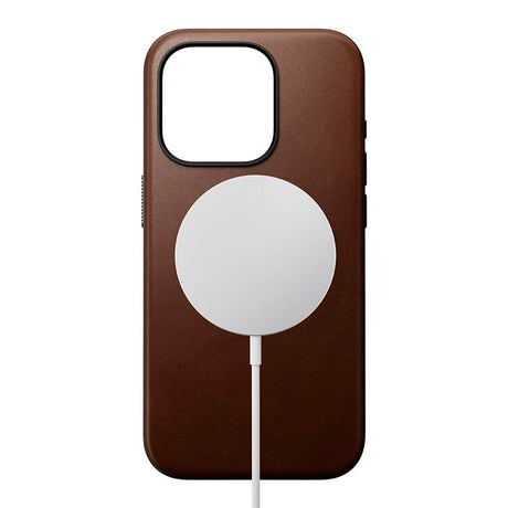 iPhone 15 Pro Nomad Modern Leather Case - MagSafe Kompatibel - Brun