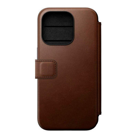 iPhone 15 Pro Nomad Modern Leather Folio Case - MagSafe Kompatibel - Brun