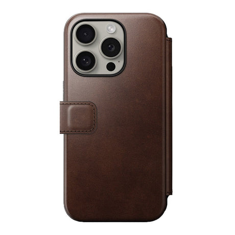 iPhone 15 Pro Nomad Modern Horween Leather Folio Case - MagSafe Kompatibel - Brun