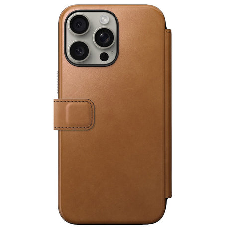 iPhone 15 Pro Max Nomad Modern Leather Folio Case - MagSafe Kompatibel - Tan