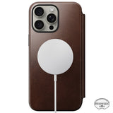 iPhone 15 Pro Max Nomad Modern Horween Leather Folio Case - MagSafe Kompatibel - Brun