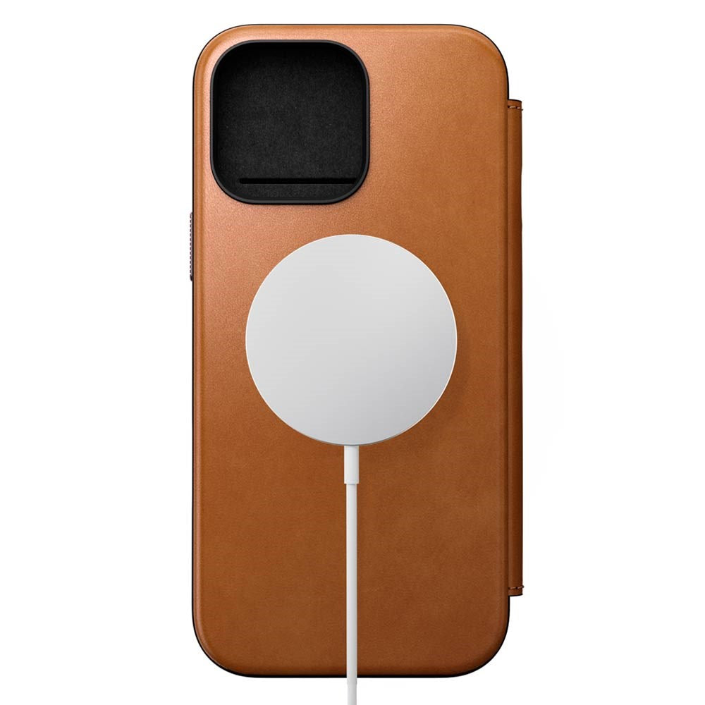 iPhone 16 Pro Max Nomad Modern Leather Folio Case - MagSafe Kompatibel - Tan