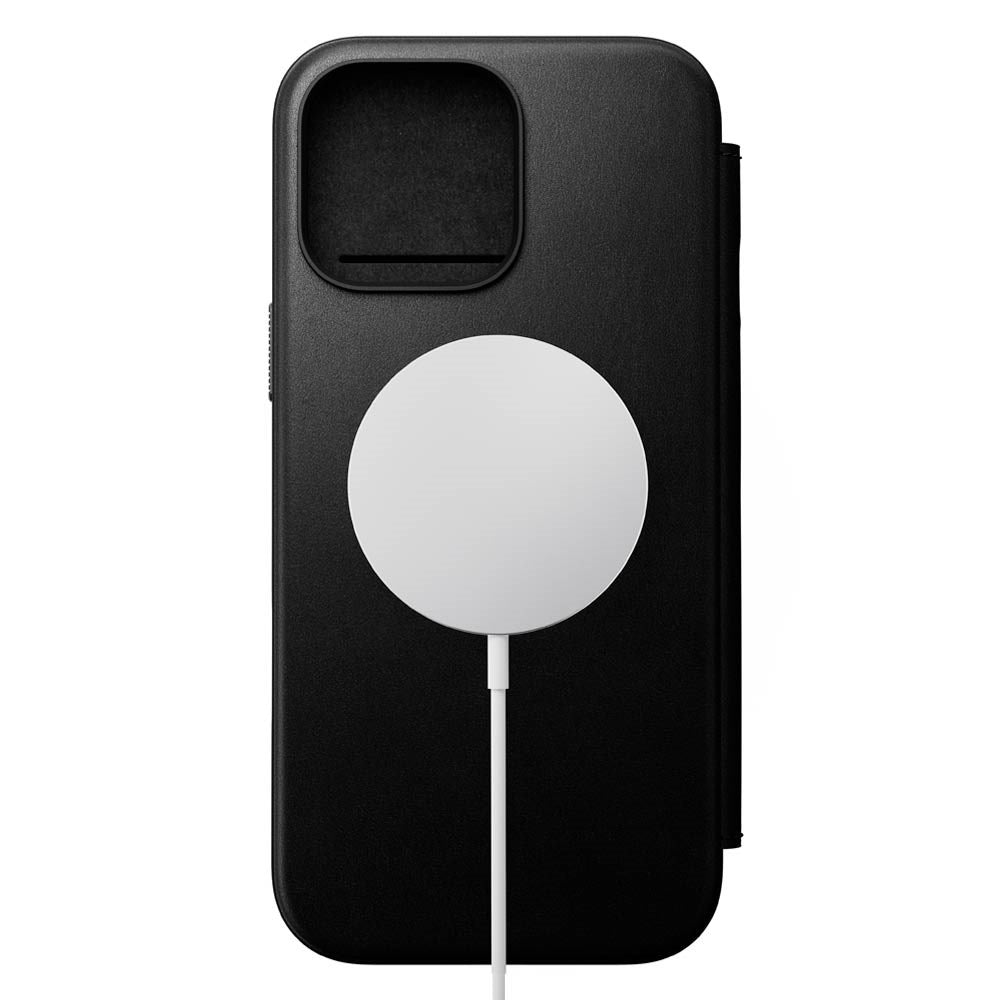 iPhone 16 Pro Max Nomad Modern Leather Folio Case - MagSafe Kompatibel - Sort