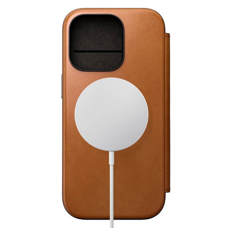 iPhone 16 Pro Nomad Modern Leather Folio Case - MagSafe Kompatibel - Tan