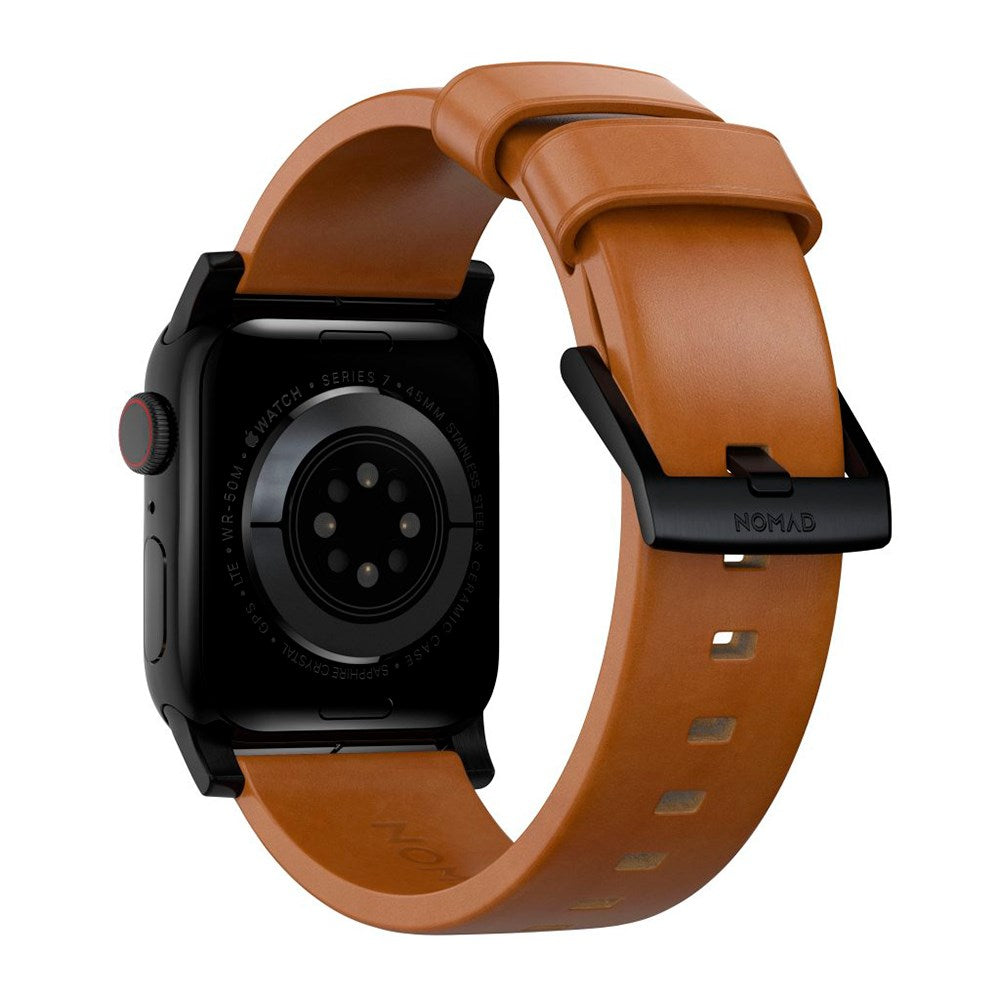 Apple Watch (42/44/SE/45/46/49mm) Nomad Modern Band Smartwatch Rem - English Tan / Black Hardware