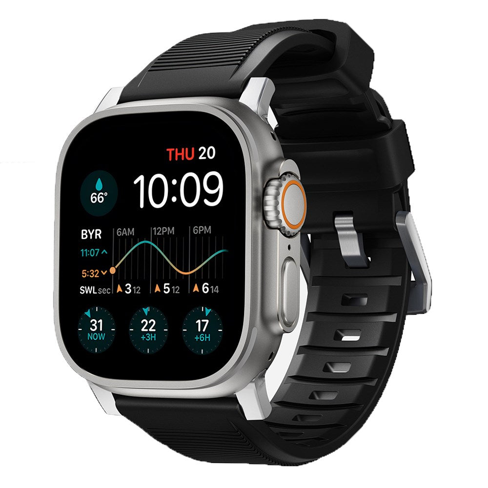 Apple Watch (42/44/SE/45/46/49mm) Nomad Rugged Band Smartwatch Rem - Black / Silver Hardware
