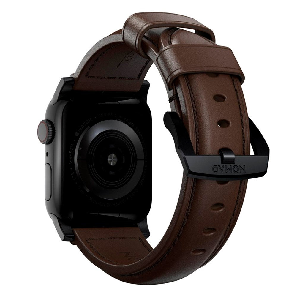 Apple Watch (42/44/SE/45/46/49mm) Nomad Traditional Horween Band Smartwatch Rem - Rustic Brown / Black Hardware