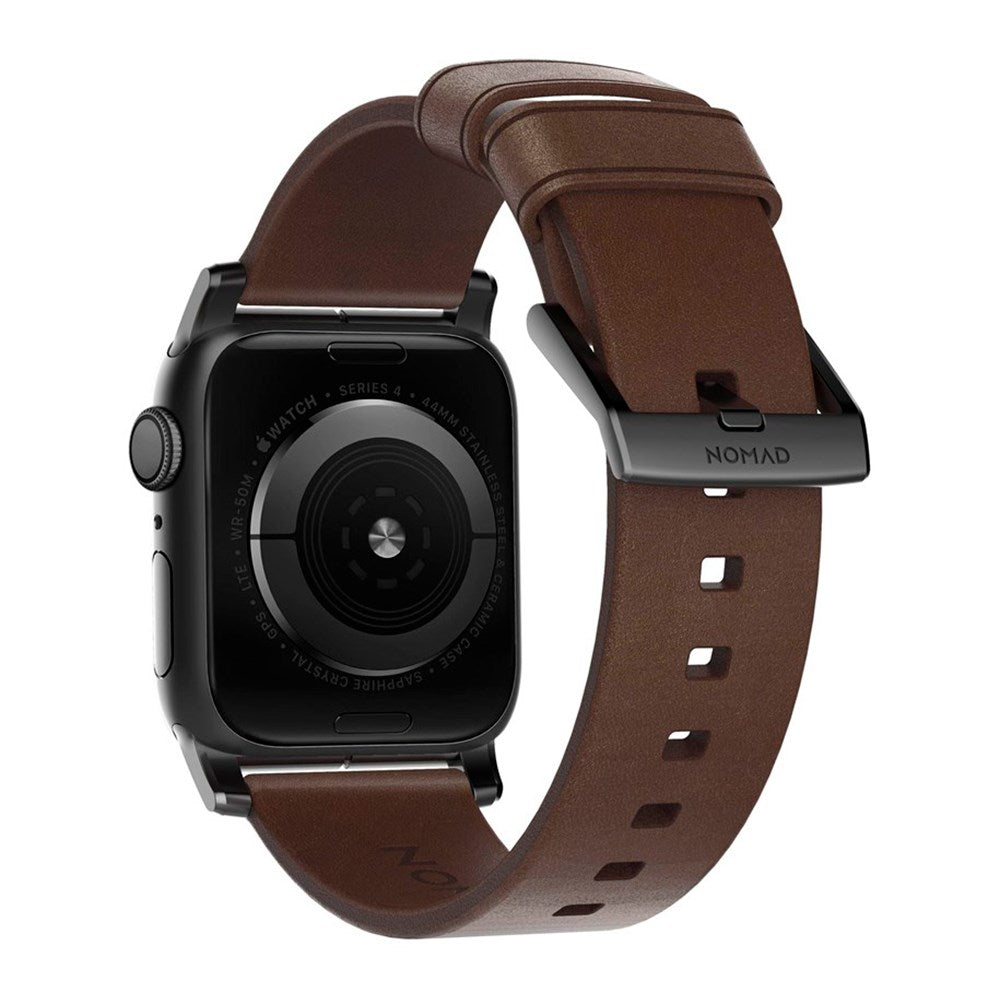Apple Watch (42/44/SE/45/46/49mm) Nomad Modern Horween Band Smartwatch Rem - Rustic Brown / Black Hardware