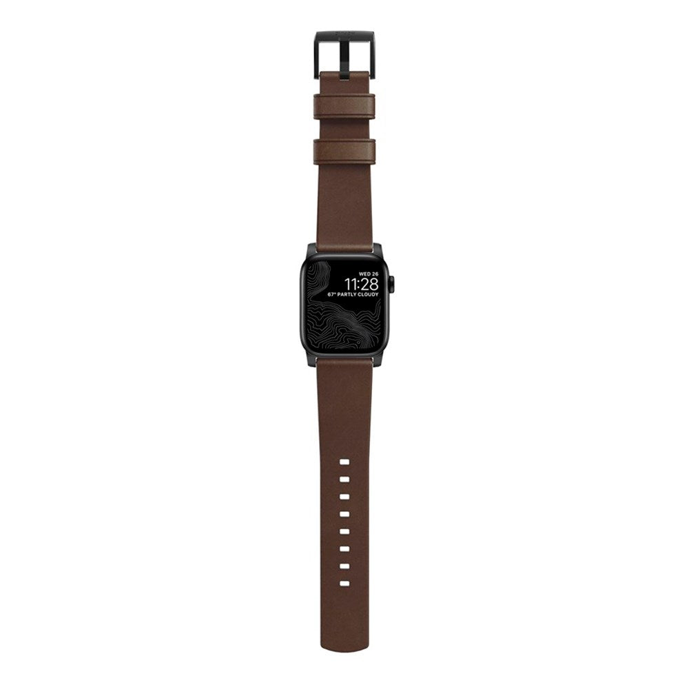 Apple Watch (42/44/SE/45/46/49mm) Nomad Modern Horween Band Smartwatch Rem - Rustic Brown / Black Hardware